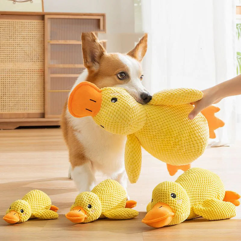 Cartoon Yellow Duck Dog Toy S/M/L Plush Companion Sleeping Ducks Bite Resistant Teeth Grinding Sound Relief Duck Sound Pet Toys