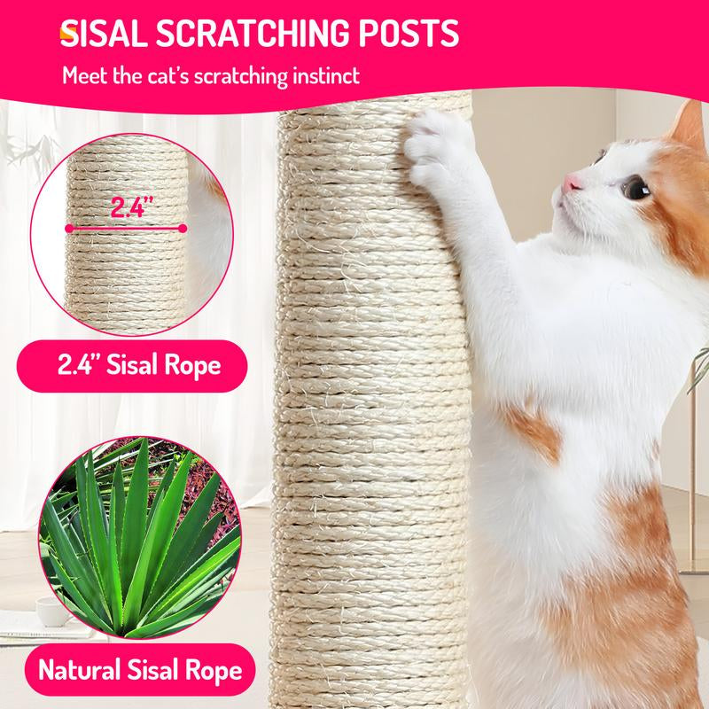 Bestoffice 54/70In Cat Tree Tower Multi-Level Durable Sisal Scratching Post Cozy Fun Jumping Platform Space Saving Condo Play House for Indoor Cats Home