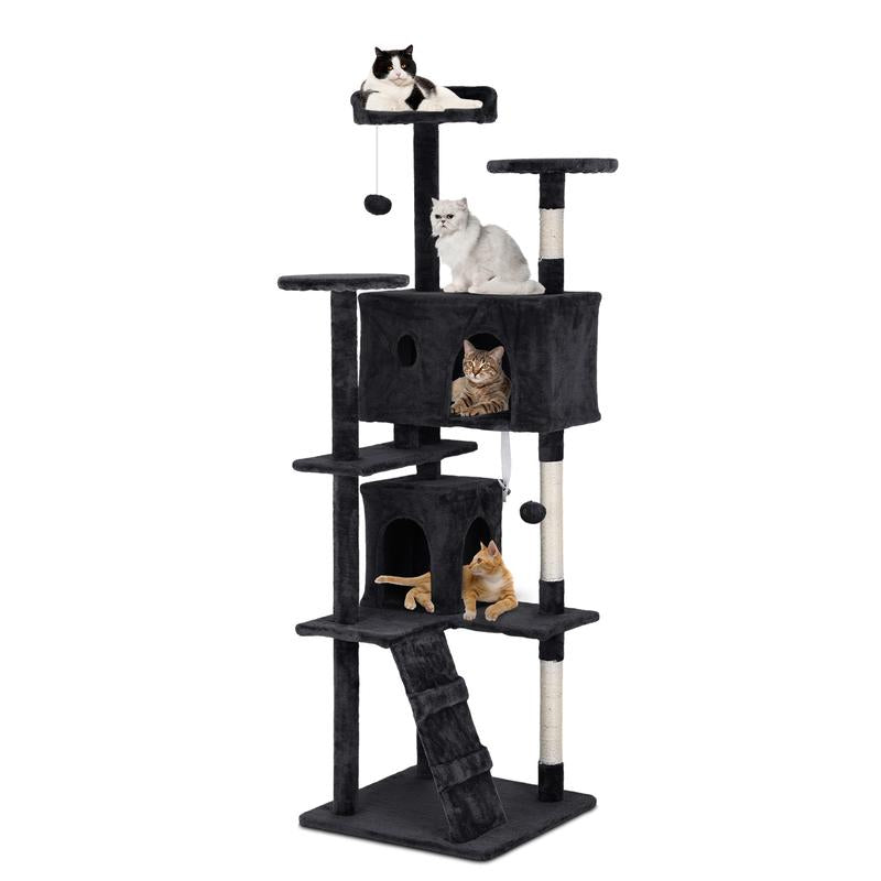 Bestoffice 54/70In Cat Tree Tower Multi-Level Durable Sisal Scratching Post Cozy Fun Jumping Platform Space Saving Condo Play House for Indoor Cats Home