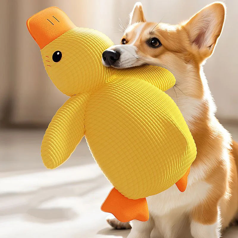 Cartoon Yellow Duck Dog Toy S/M/L Plush Companion Sleeping Ducks Bite Resistant Teeth Grinding Sound Relief Duck Sound Pet Toys
