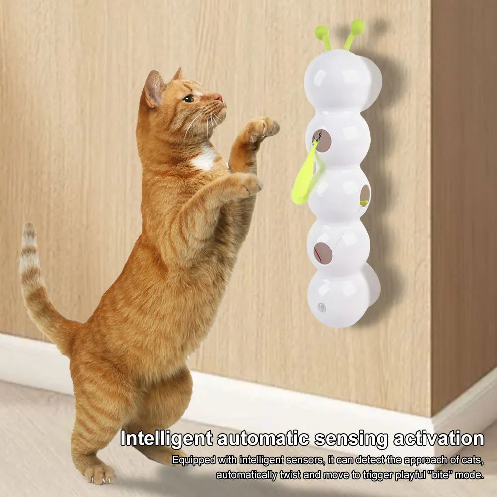 Caterpillar Teasing Cat Toy Motion Activated Kitten Toy Rechargeable Automatic Cat Toy with Tail for Bored Indoor Cats